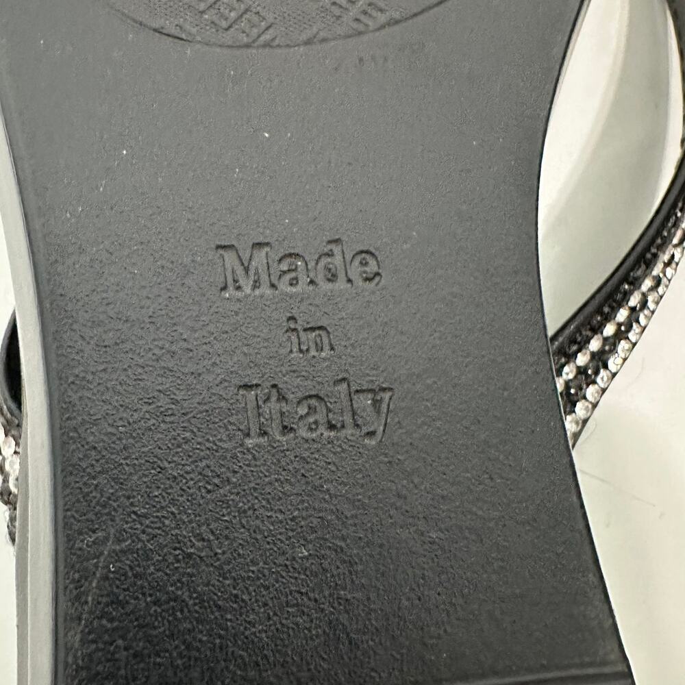 Italian Shoemakers Black Rhinestone Flip Flop Sandals Made in Italy Size 6 - Picture 10 of 11
